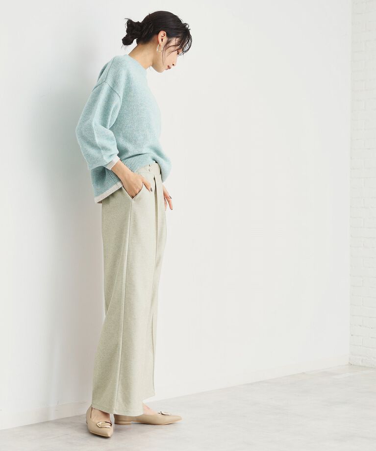 THE SHOP TK「【洗えるパンツ/あったかキレイ】メランジ起毛ワイドパンツ」|その他|