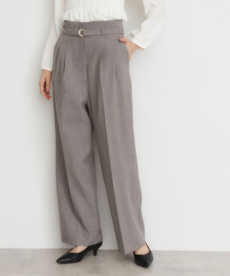 THE SHOP TK「【ONOFF活躍／セレモニー／通勤】CAVIAN タックワイドパンツ／洗える」|その他|チャコールグレー(0