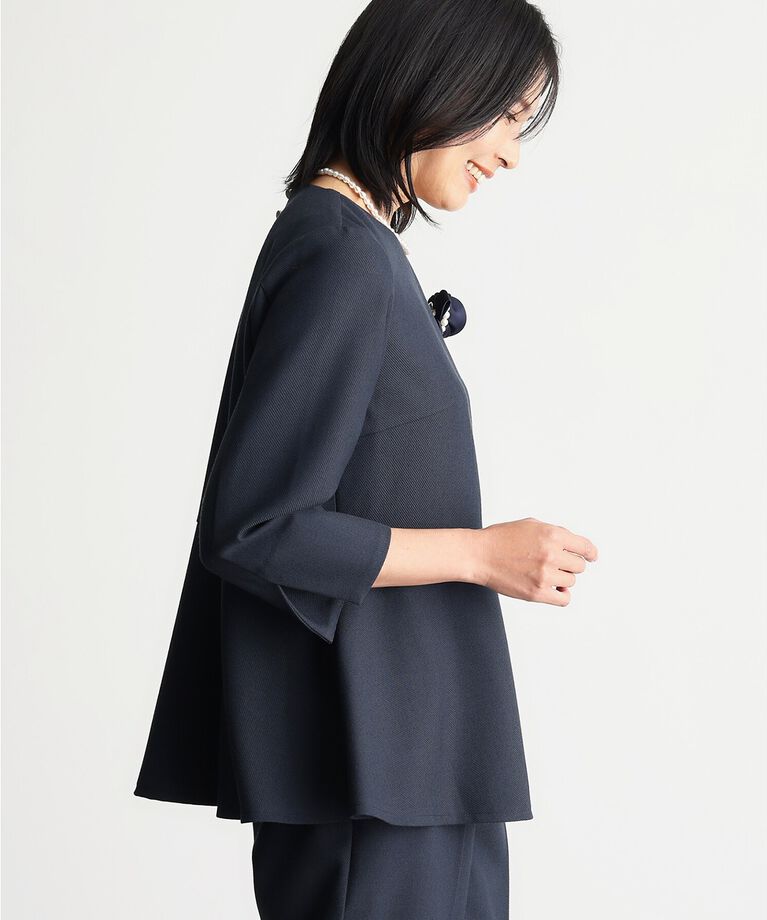THE SHOP TK「【ONOFF活躍/セレモニー/通勤】杢調カルゼペプラムブラウス/洗える」|シャツ・ブラウス|