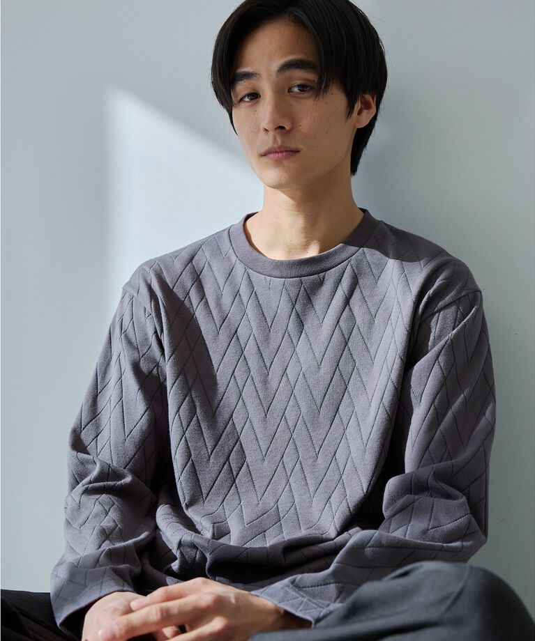 THE SHOP TK「ジオメトリックリンクス長袖Tシャツ ON／OFF兼用」|Tシャツ・カットソー|チャコールグレー(0