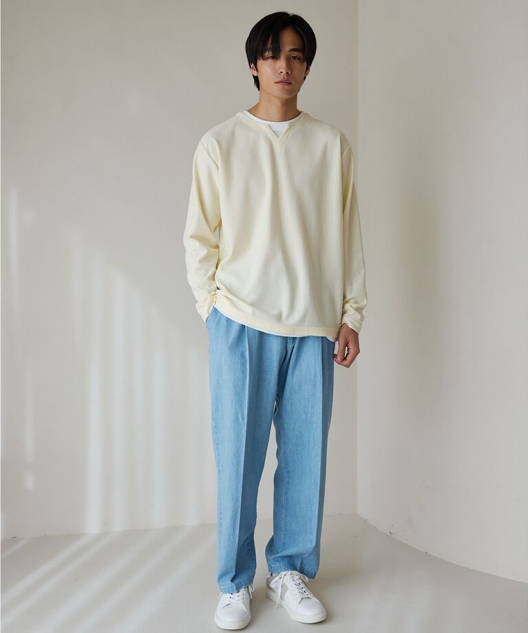 THE SHOP TK「バスケット編みキーネックTシャツ」|Tシャツ・カットソー|