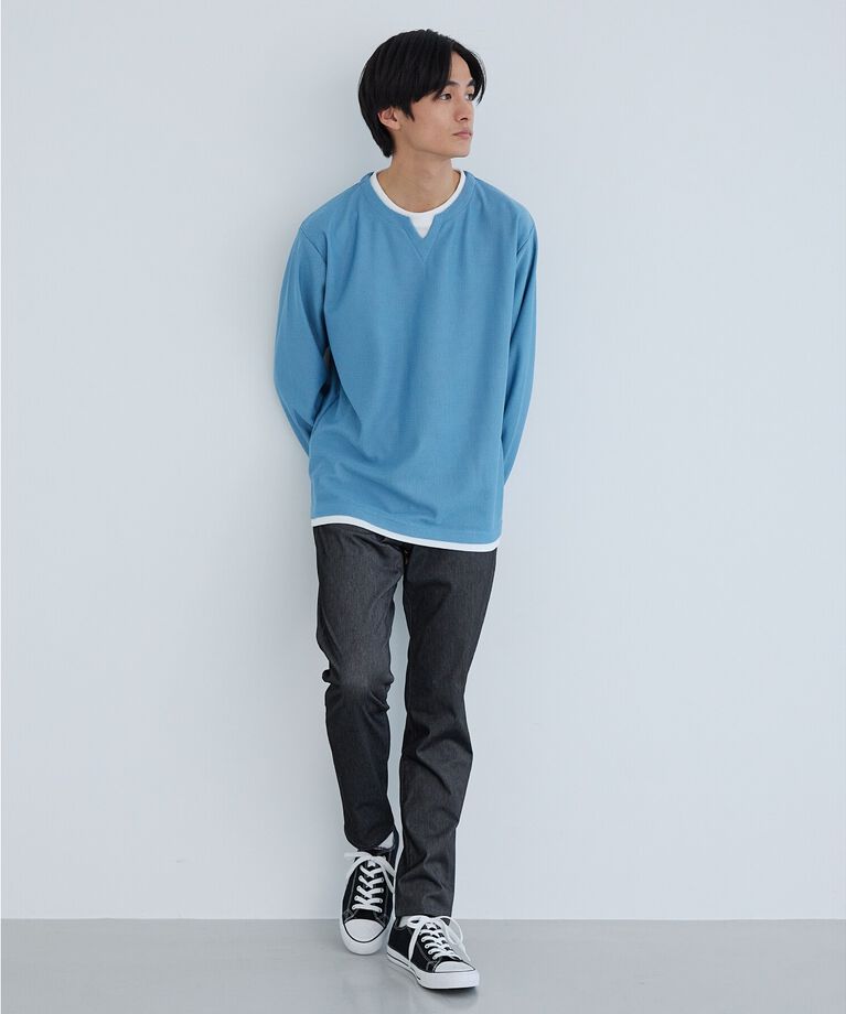 THE SHOP TK「バスケット編みキーネックTシャツ」|Tシャツ・カットソー|