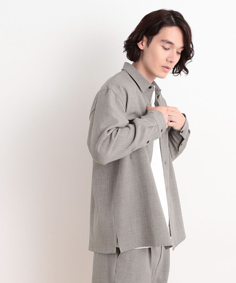 THE SHOP TK「【CAVIAN/キャビアン】リサイクルシャークスキンダブルフラップシャツ セットアップ可」|シャツ・ブラウス|チャコールグレー(0