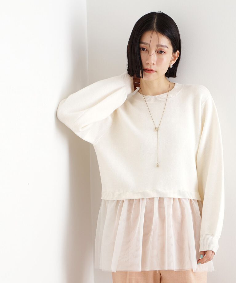 THE SHOP TK「裾チュールプルオーバー【洗える】」|ニット・セーター|