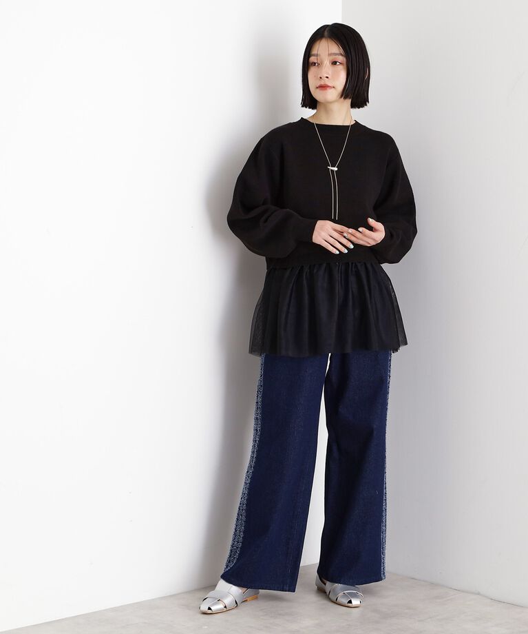 THE SHOP TK「裾チュールプルオーバー【洗える】」|ニット・セーター|