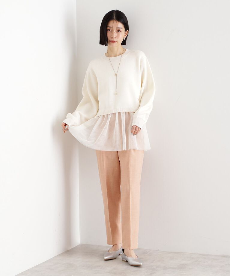 THE SHOP TK「裾チュールプルオーバー【洗える】」|ニット・セーター|