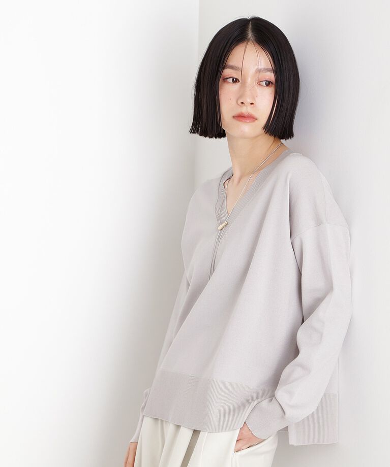 THE SHOP TK「【毛玉になりにくい】さらっとキレイVネックニット/洗濯機OK」|ニット・セーター|