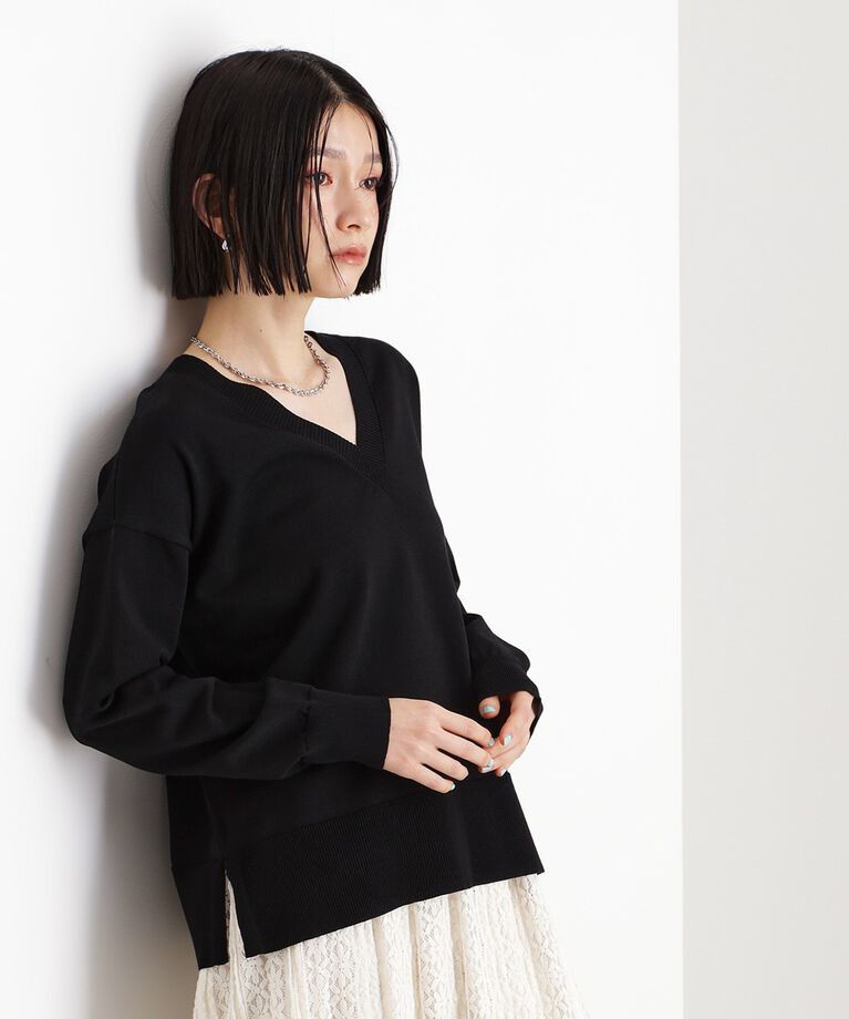 THE SHOP TK「【毛玉になりにくい】さらっとキレイVネックニット/洗濯機OK」|ニット・セーター|
