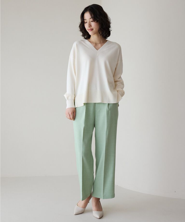 THE SHOP TK「【毛玉になりにくい】さらっとキレイVネックニット/洗濯機OK」|ニット・セーター|