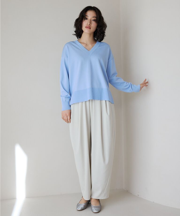 THE SHOP TK「【毛玉になりにくい】さらっとキレイVネックニット/洗濯機OK」|ニット・セーター|