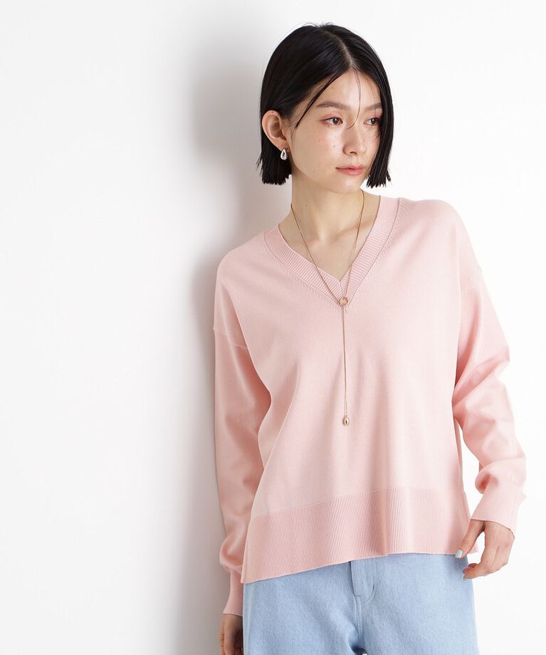 THE SHOP TK「【毛玉になりにくい】さらっとキレイVネックニット/洗濯機OK」|ニット・セーター|
