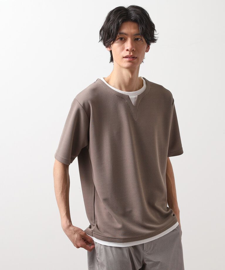 THE SHOP TK「ミニフクレキーネック半袖Tシャツ」|Tシャツ・カットソー|