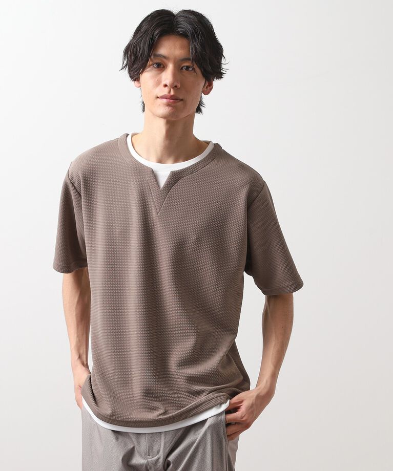 THE SHOP TK「ミニフクレキーネック半袖Tシャツ」|Tシャツ・カットソー|