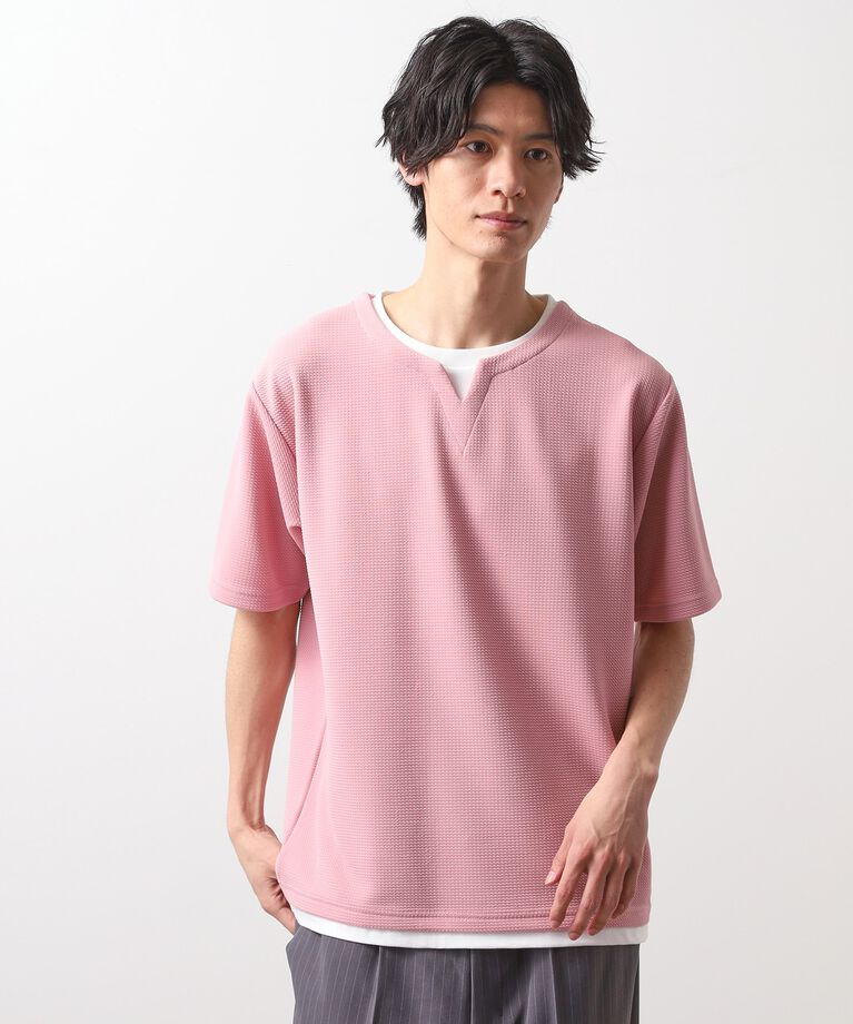 THE SHOP TK「ミニフクレキーネック半袖Tシャツ」|Tシャツ・カットソー|