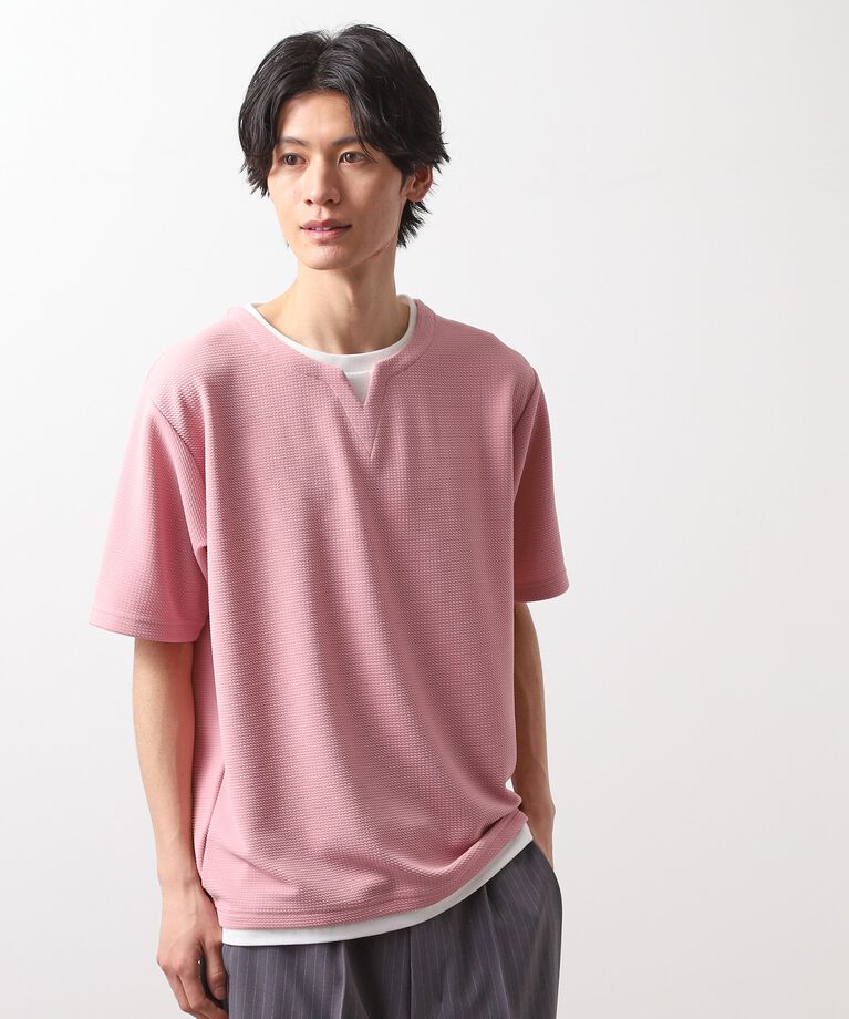 THE SHOP TK「ミニフクレキーネック半袖Tシャツ」|Tシャツ・カットソー|