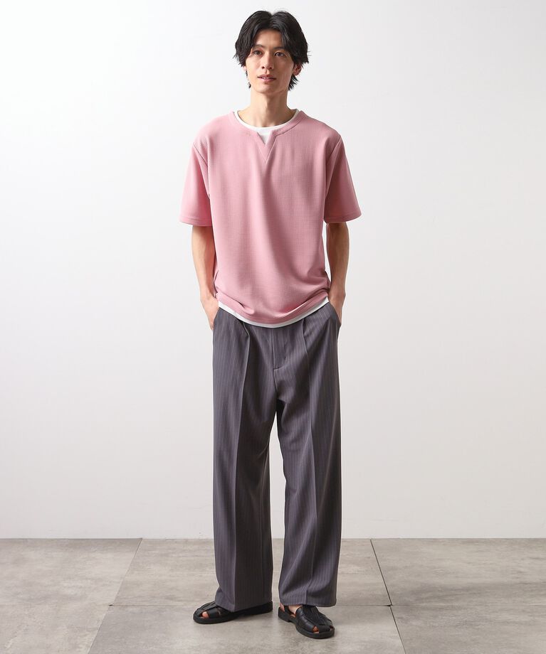 THE SHOP TK「ミニフクレキーネック半袖Tシャツ」|Tシャツ・カットソー|