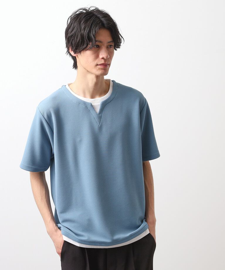 THE SHOP TK「ミニフクレキーネック半袖Tシャツ」|Tシャツ・カットソー|
