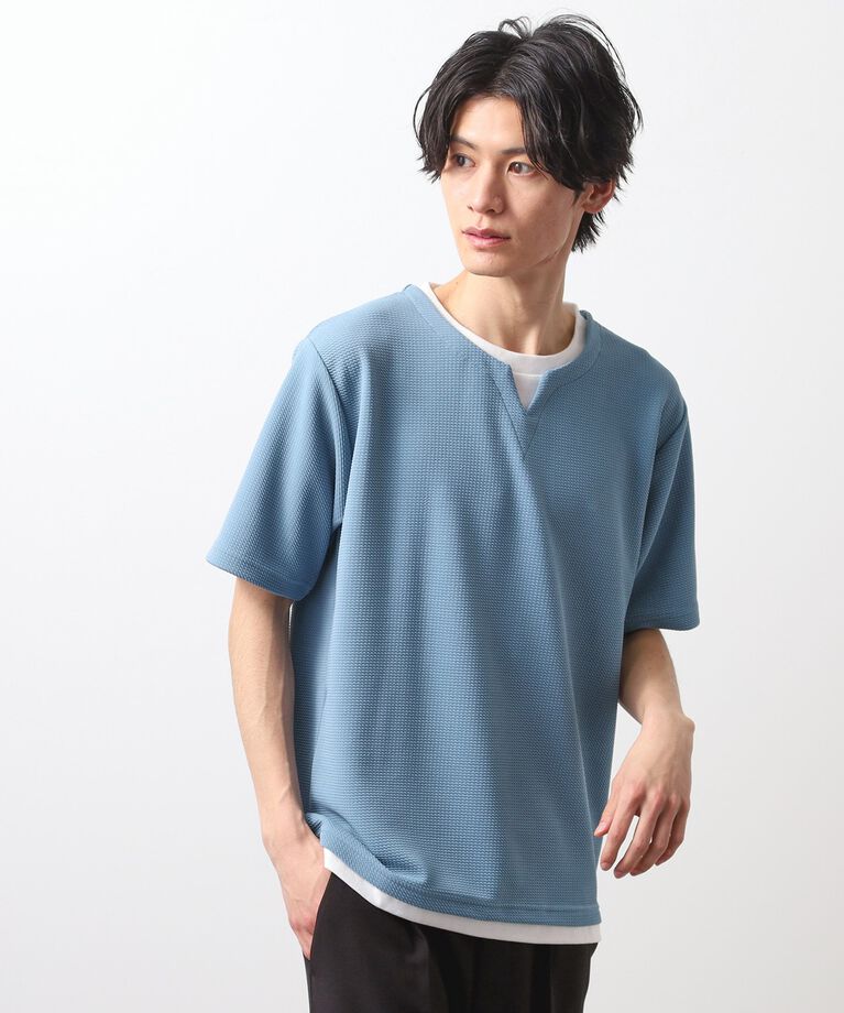 THE SHOP TK「ミニフクレキーネック半袖Tシャツ」|Tシャツ・カットソー|