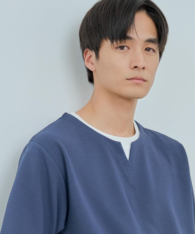 THE SHOP TK「ミニフクレキーネック半袖Tシャツ」|Tシャツ・カットソー|