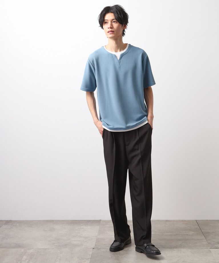 THE SHOP TK「ミニフクレキーネック半袖Tシャツ」|Tシャツ・カットソー|