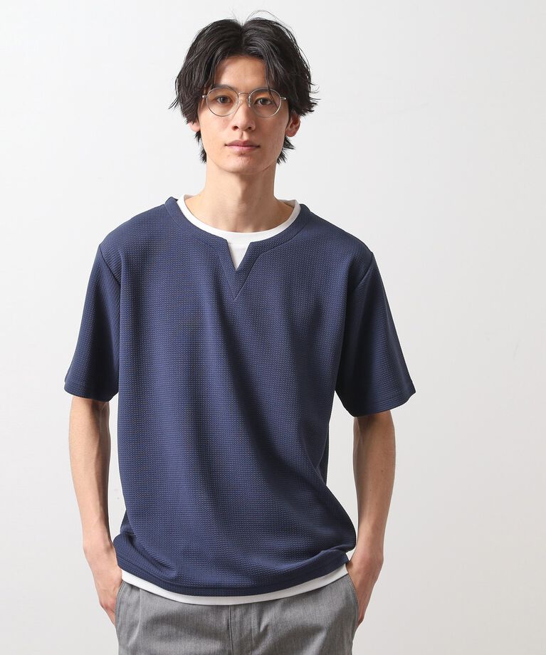 THE SHOP TK「ミニフクレキーネック半袖Tシャツ」|Tシャツ・カットソー|