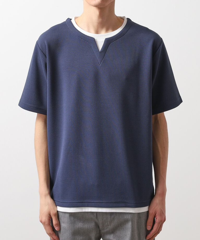 THE SHOP TK「ミニフクレキーネック半袖Tシャツ」|Tシャツ・カットソー|