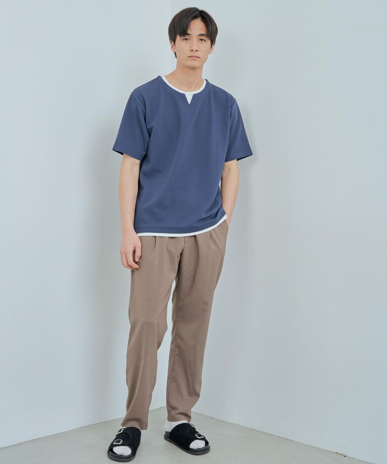 THE SHOP TK「ミニフクレキーネック半袖Tシャツ」|Tシャツ・カットソー|