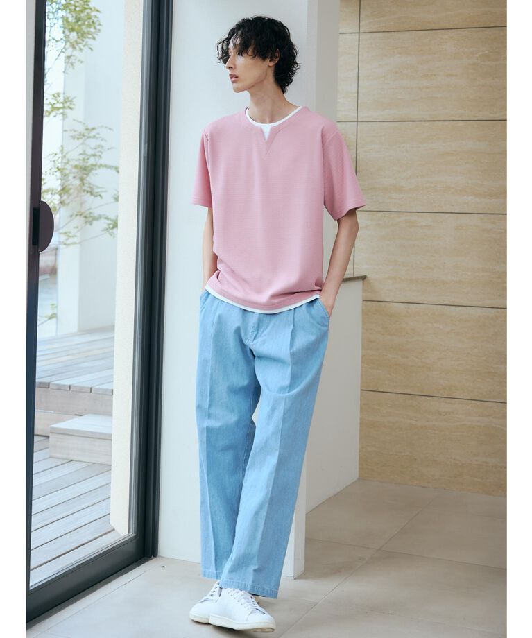 THE SHOP TK「ミニフクレキーネック半袖Tシャツ」|Tシャツ・カットソー|