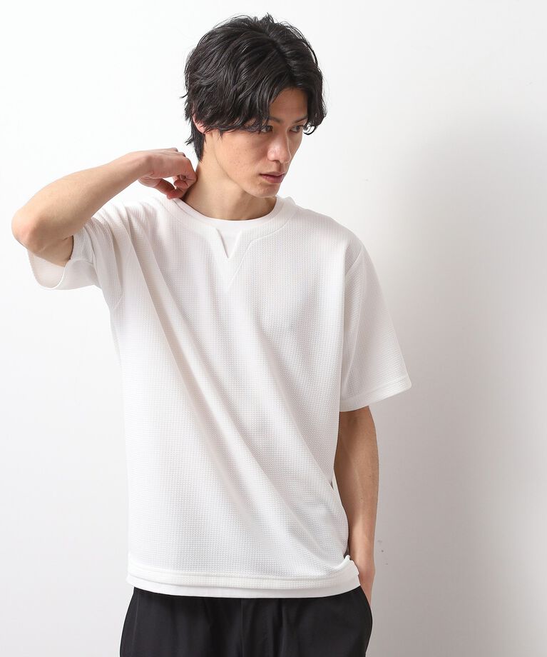 THE SHOP TK「ミニフクレキーネック半袖Tシャツ」|Tシャツ・カットソー|