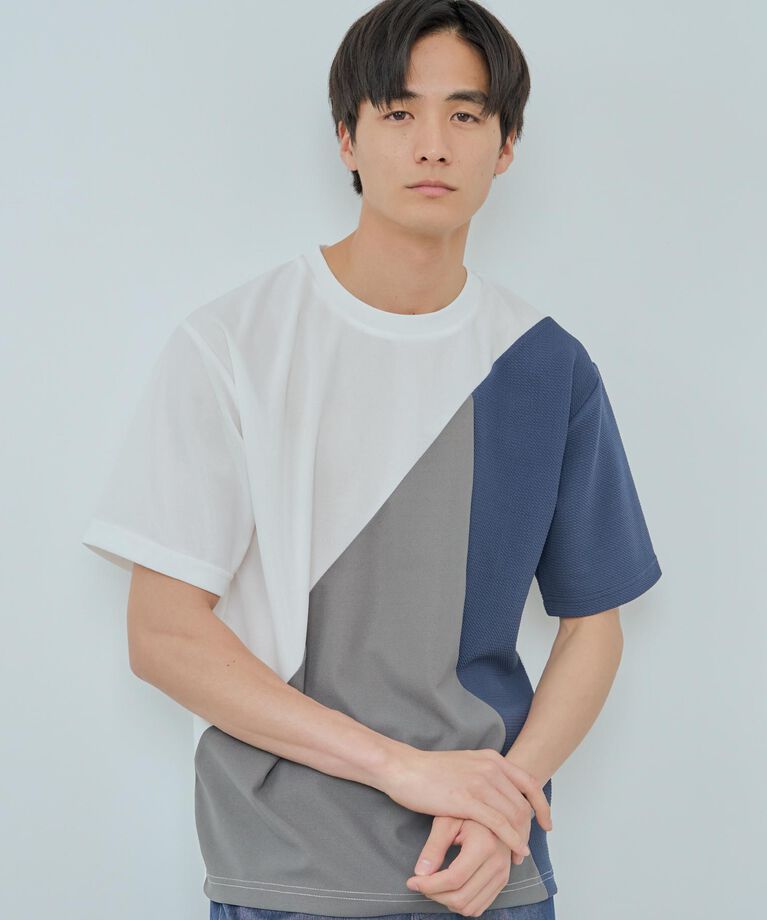 THE SHOP TK「アムンゼン異素材切替半袖Tシャツ」|Tシャツ・カットソー|