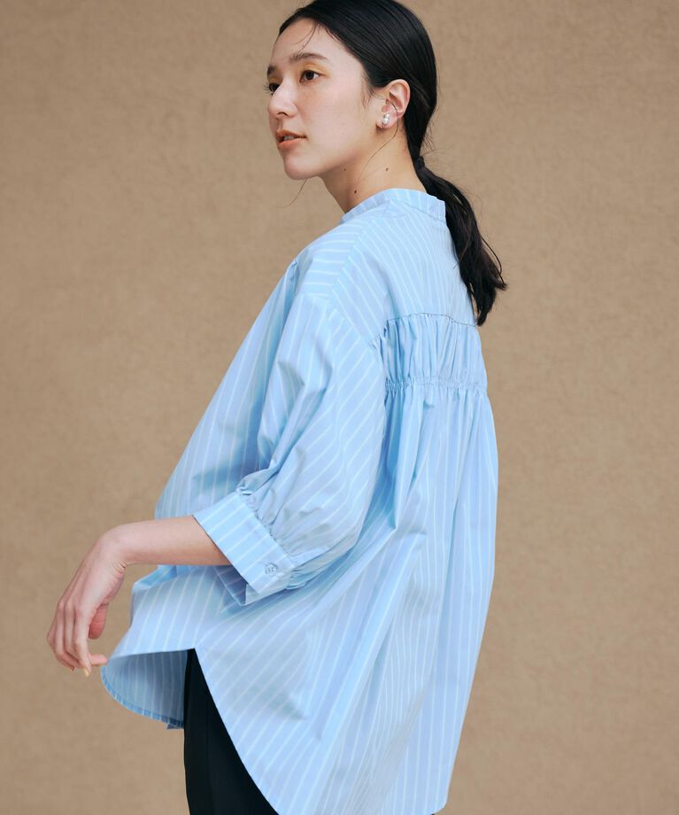 THE SHOP TK「【体型カバー】6分袖バックシャーリングシャツ/洗える」|シャツ・ブラウス|