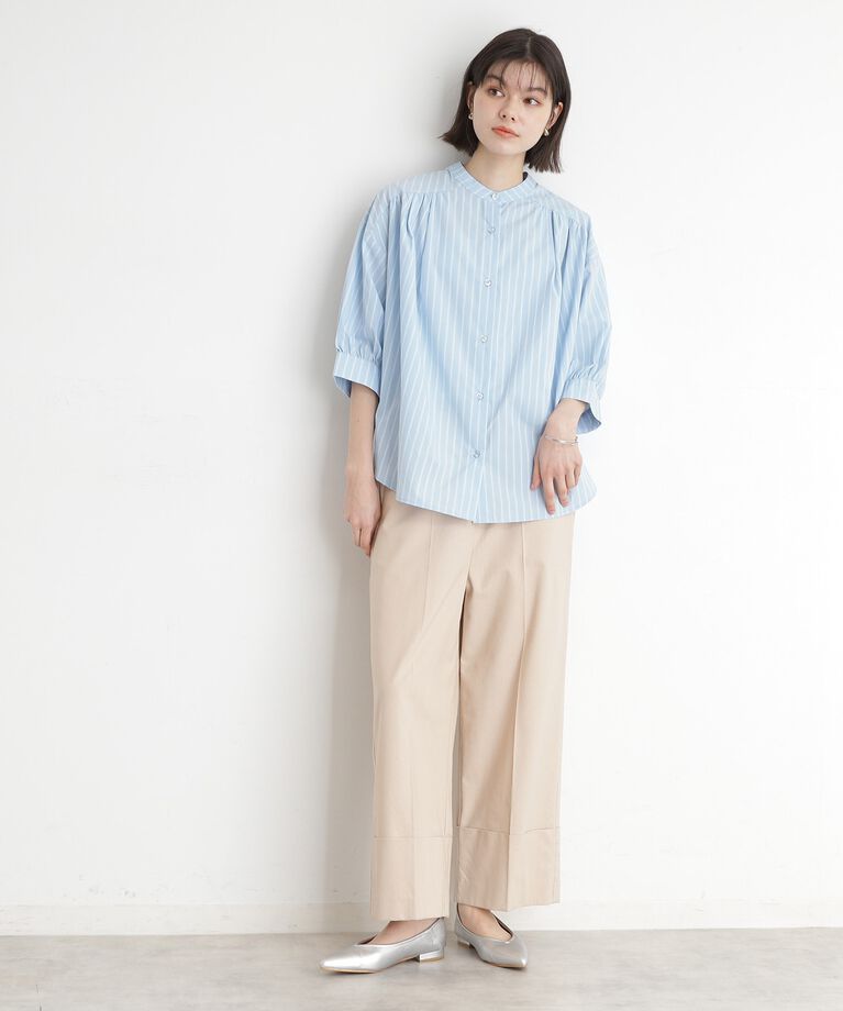 THE SHOP TK「【体型カバー】6分袖バックシャーリングシャツ/洗える」|シャツ・ブラウス|