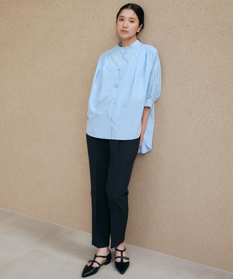 THE SHOP TK「【体型カバー】6分袖バックシャーリングシャツ/洗える」|シャツ・ブラウス|