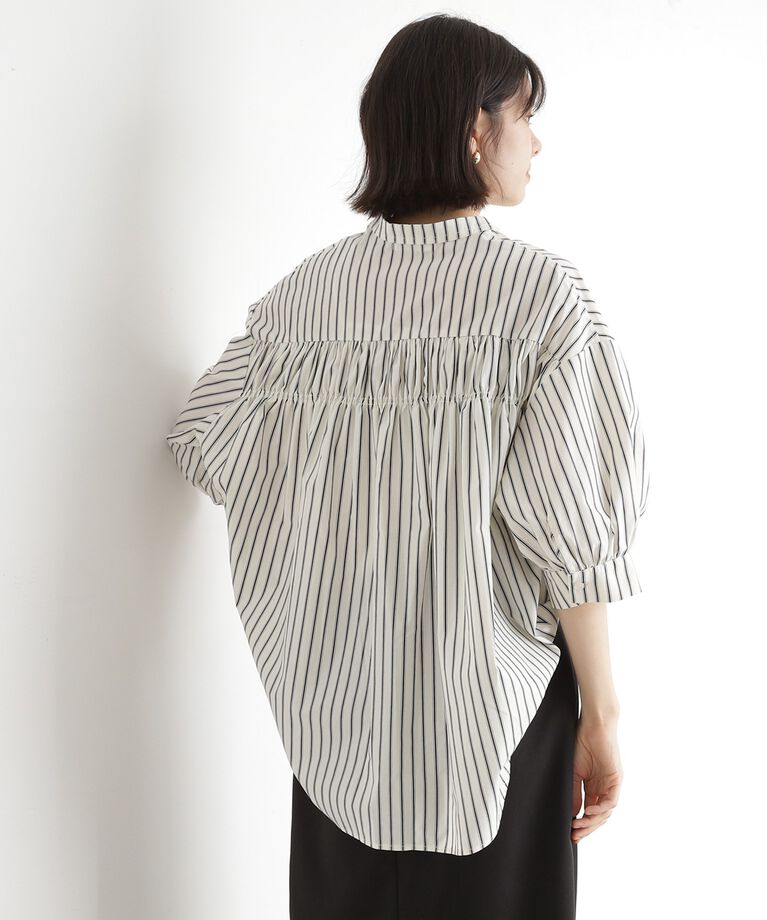 THE SHOP TK「【体型カバー】6分袖バックシャーリングシャツ/洗える」|シャツ・ブラウス|