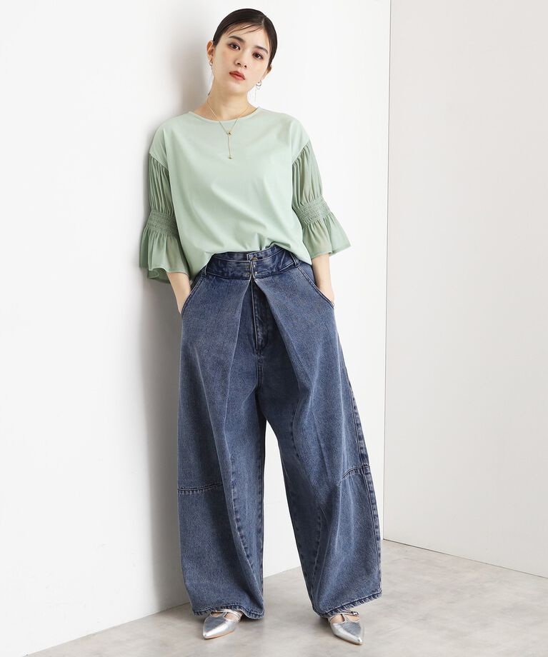 THE SHOP TK「袖シャーリングシアープルオーバー【洗濯機OK】」|Tシャツ・カットソー|