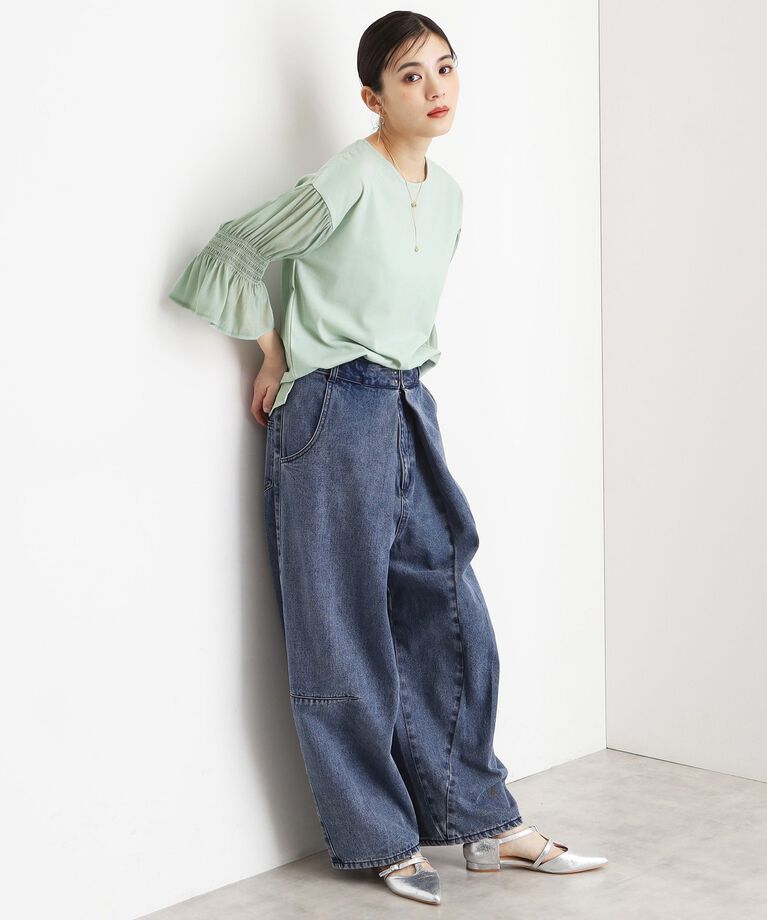THE SHOP TK「袖シャーリングシアープルオーバー【洗濯機OK】」|Tシャツ・カットソー|
