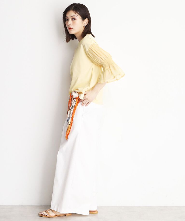 THE SHOP TK「袖シャーリングシアープルオーバー【洗濯機OK】」|Tシャツ・カットソー|