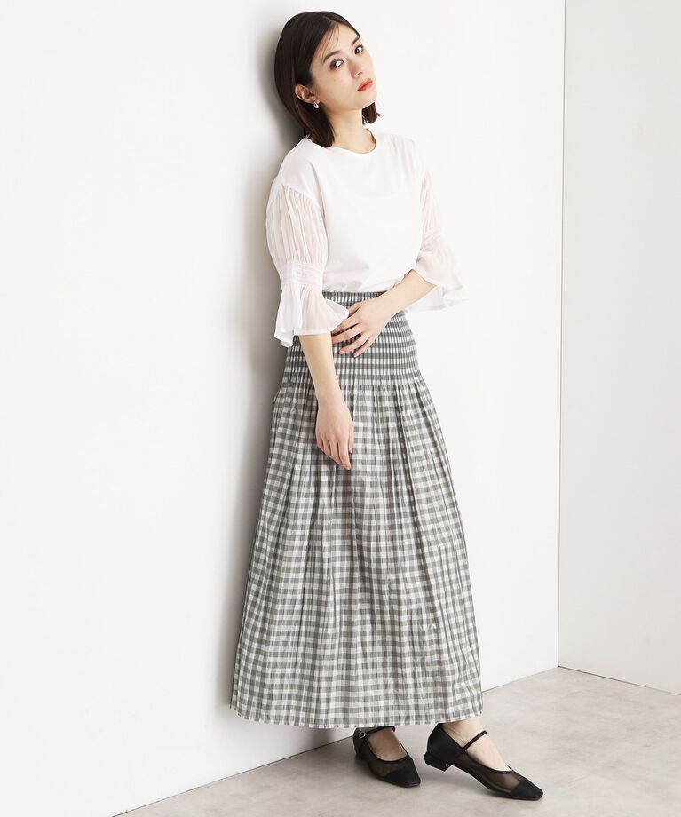 THE SHOP TK「袖シャーリングシアープルオーバー【洗濯機OK】」|Tシャツ・カットソー|