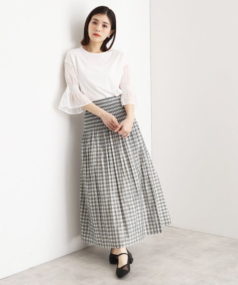 THE SHOP TK「袖シャーリングシアープルオーバー【洗濯機OK】」|Tシャツ・カットソー|
