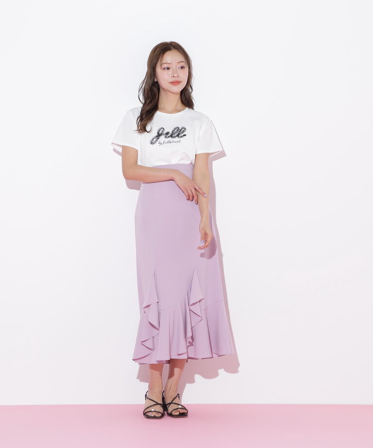  「チュールフリルロゴTシャツ」|Tシャツ・カットソー|