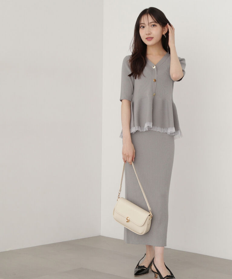 PROPORTION BODY DRESSING「裾シアーペプラムニットセットアップ」|ワンピース|