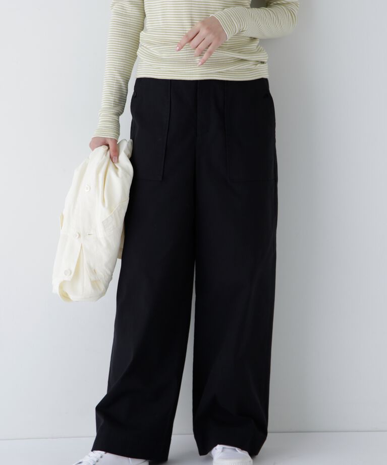  「◆コードストレッチベイカーセミワイドパンツ」|その他|ネイビー