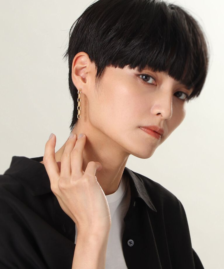 COCOSHNIK ONKITSCH「シルバー ドームチェーン ストレートピアス GP」|ピアス|
