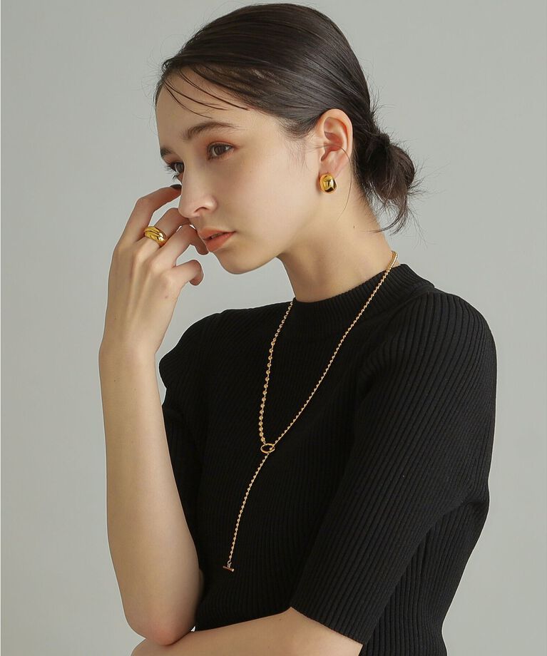 COCOSHNIK ONKITSCH「シルバー ホロウフープピアス ペアシェイプM GP」|ピアス|