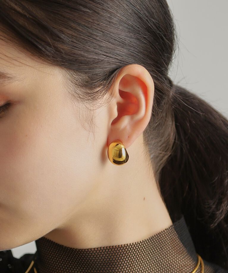COCOSHNIK ONKITSCH「シルバー ホロウフープピアス ペアシェイプM GP」|ピアス|
