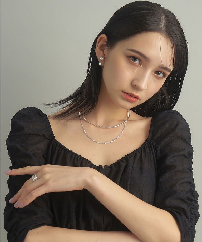COCOSHNIK ONKITSCH「シルバー ホロウフレキシブルチェーンチョーカー オーバルリンク」|ネックレス|