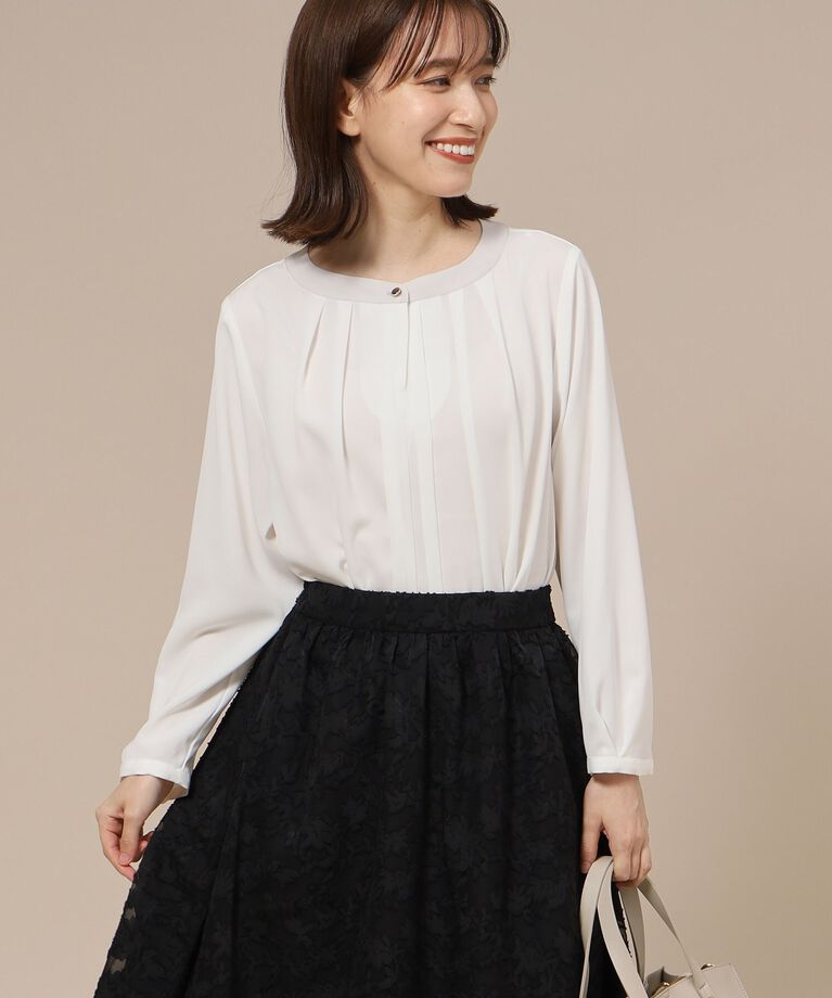 SHOO･LA･RUE「【通勤/デイリー/セレモニーにも】配色バンドカラー風ブラウス【CIRCRIC】」|シャツ・ブラウス|