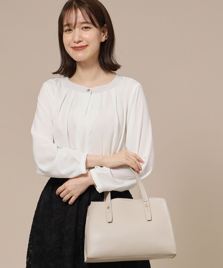 SHOO･LA･RUE「【通勤/デイリー/セレモニーにも】配色バンドカラー風ブラウス【CIRCRIC】」|シャツ・ブラウス|