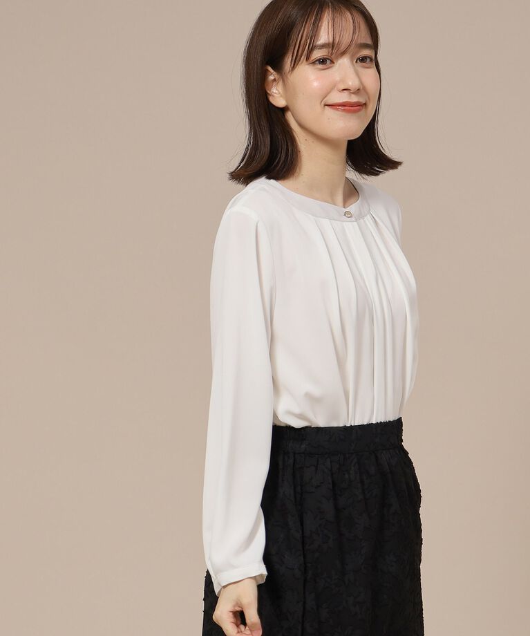 SHOO･LA･RUE「【通勤/デイリー/セレモニーにも】配色バンドカラー風ブラウス【CIRCRIC】」|シャツ・ブラウス|