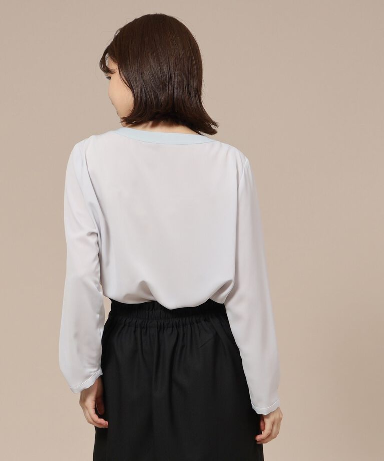 SHOO･LA･RUE「【通勤/デイリー/セレモニーにも】配色バンドカラー風ブラウス【CIRCRIC】」|シャツ・ブラウス|